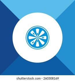 Lemon Slice Icon on Blue Colored Background. Eps-10.
