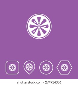 Lemon Slice Icon on Flat UI Colors with Different Shapes. Eps-10.