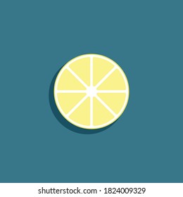 Lemon slice icon on mint background. 