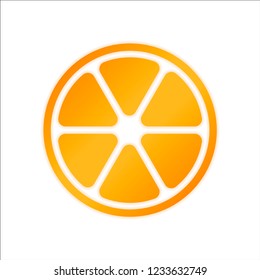lemon slice icon. Orange sign with low light on white background