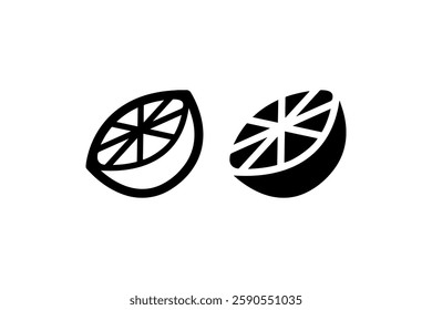 Lemon slice icon in outline and solid Vector