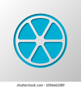 lemon slice icon. Paper design. Cutted symbol with shadow