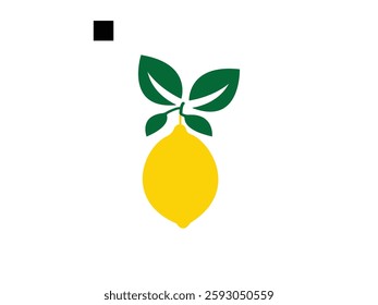 Lemon and slice. Icon with reflection on white background. Vector illustration of Whole lemon showing a slice with. Square Button with Orange royalty free vector art. Lemon and slice. Icon for design.