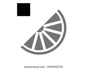 Lemon and slice. Icon with reflection on white background. Vector illustration of Whole lemon showing a slice with. Square Button with Orange royalty free vector art. Lemon and slice. Icon for design.