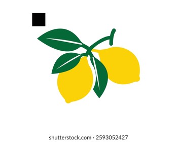 Lemon and slice. Icon with reflection on white background. Vector illustration of Whole lemon showing a slice with. Square Button with Orange royalty free vector art. Lemon and slice. Icon for design.