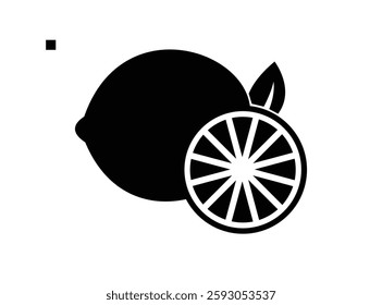 Lemon and slice. Icon with reflection on white background. Vector illustration of Whole lemon showing a slice with. Square Button with Orange royalty free vector art. Lemon and slice. Icon for design.