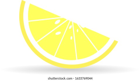 Lemon slice icon with shadow. Vector fruit illustration with flat design.