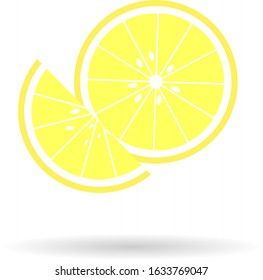 Lemon slice icon with shadow. Vector fruit illustration with flat design.