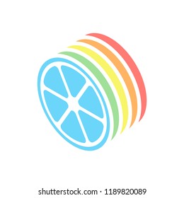 lemon slice icon. Stack of colorful isometric icons on white background