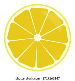 Zitronenscheibe einzeln auf weißem Hintergrund. Element für Menüdesign