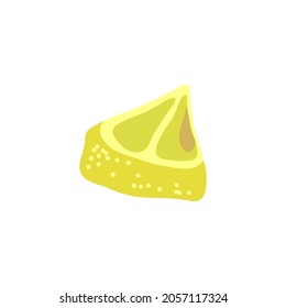 Lemon slice isolated on white background. Template for postcard, banner, poster, packaging, web design. Hand Drawn vector illustration.