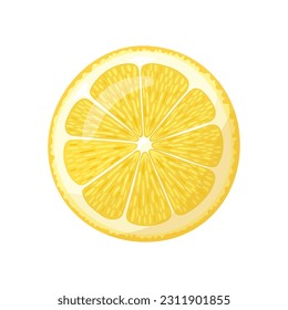 Lemon slice isolated on a white background. Flat vector lemon.