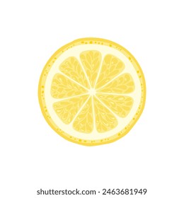 Lemon slice isolated on white background. Vector cartoon flat illustration. Citrus icon