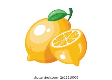 Lemon slice isolated on a white background. Fruit lemon illustration.
