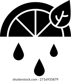 Lemon Slice with Leaf and Dripping Juice Icon