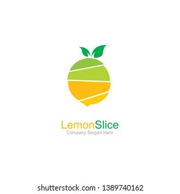 Lemon slice logo template design. Modern logo with fresh fruit concept. Vector illustration. Eps 10.