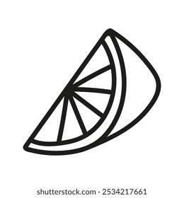 Lemon slice for menu or recipe. Hand drawn doodle illustration.