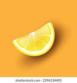 lemon slice on orange background vector illustration