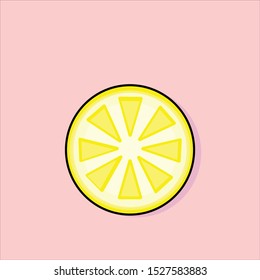 Lemon slice on pink background