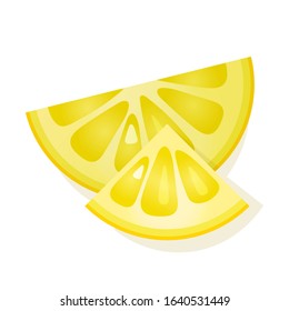 Lemon slice on white background. Juicy ripe lemon. Vector illustration.
