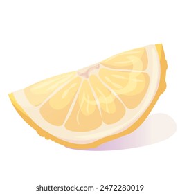 Lemon slice on white background. Illustration for grocery shop, cafe, bar, party, food concept, recipe. Vector illustration for menu, poster, website, banner, flyer, cover, invitation, postcard, print