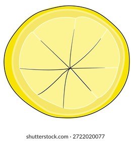 Rodaja de limón aislada sobre fondo blanco; rodaja de limón doodle; mitad de limón