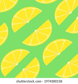 Lemon Slice Pattern Background. Fruit Vector Illustration.