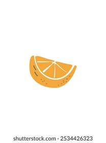 Lemon slice with rounded edges, drawn in a cartoon style, vector illustration for children's books