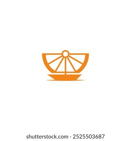 Lemon slice and sailboat combination logo design.
