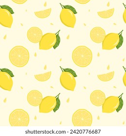 lemon slice seamless pattern background