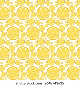 Lemon slice seamless pattern. Fresh citrus fruit healthy summer drink background