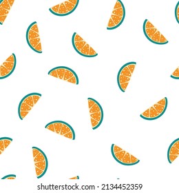 Lemon slice seamless pattern. Sweet summer fruit background. Perfect for textile, wallpaper and scrapbook. Vector cartoon illustration