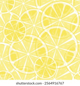 Lemon slice seamless pattern texture juicy fruit citrus background simple modern minimalism vector illustration.