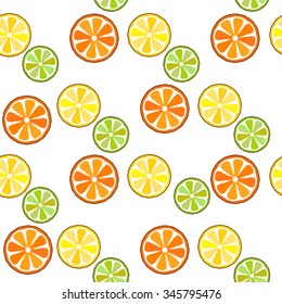 Lemon slice seamless pattern. Vector illustration 