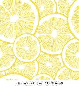 Lemon Slice Seamless Vector Pattern