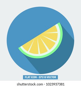 Lemon Slice. Sign Icon on Blue Background. Lemon Icon.