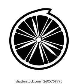 lemon slice silhouette on white background