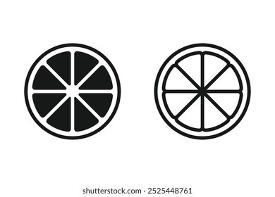 Lemon slice silhouette set. Lime black symbol collection. Lemon icon vector for web, computer, and mobile app