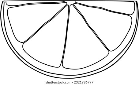 Lemon slice sour fruit food harvest vegetable garden food doodle linear cartoon coloring
