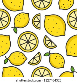 Lemon and lemon slice Tropical Fruit seamless pattern