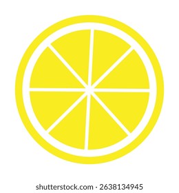 Lemon slice vector color illustration. Image of summer yellow citrus fruit on isolated background