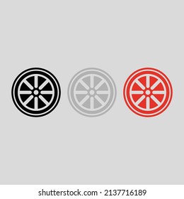 Lemon slice vector drawing, flat style color black gray red