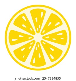 Lemon slice vector icon. Fresh, sour, citrus fruit symbol. Simple illustration on white background.