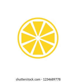 Lemon slice vector icon illustration on white background. Fresh sour vector lemon icon.