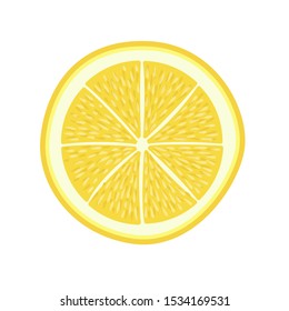 Lemon slice vector icon illustration on white background. Fresh sour vector lemon icon.