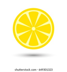 Lemon slice vector icon illustration isolated on white background. Lemon eps icon clip art.