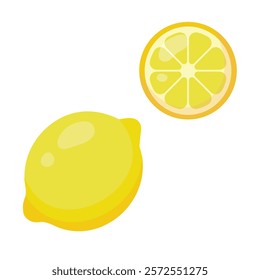 Lemon and lemon slice. Vector illustration in flat style.