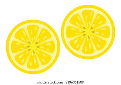 Lemon slice vector illustration, lemon icon isolated white background