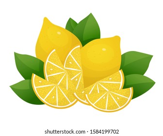 Lemon slice vector illustration on white background. Fresh sour lemon icon. Logo design