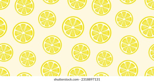 Lemon slice vector wallpaper, seamless repeat pattern background with citrus fruit slices